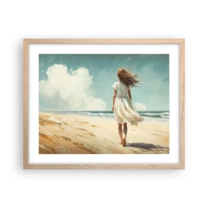 Poster in einem Rahmen aus heller Eiche - Der Sonne und dem Wind begegnen - 50x40 cm