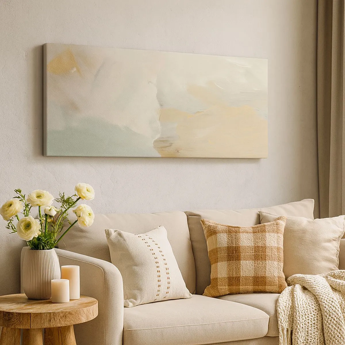 Bild auf Leinwand - Leinwandbild - Abstraktion – das Land der Sanftheit - 100x40 cm