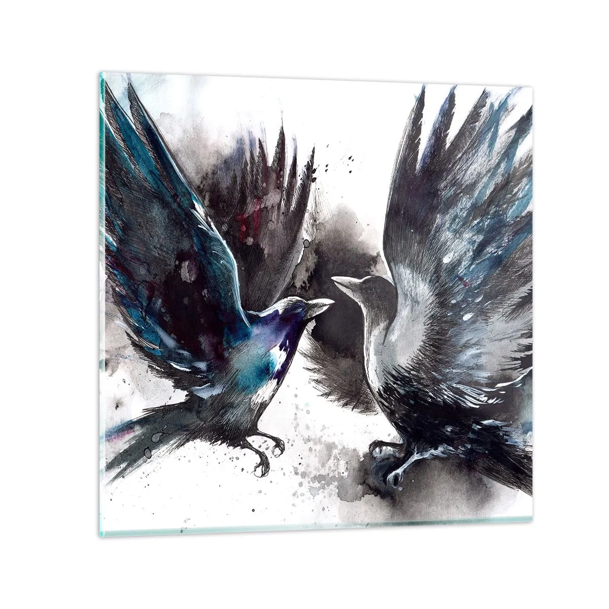 Glasbild - Bild auf glas - Rabe zum Raben ... - 70x70 cm