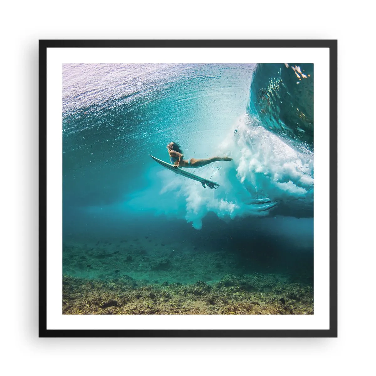 Poster in einem schwarzem Rahmen - Unterwasserwelt - 60x60 cm