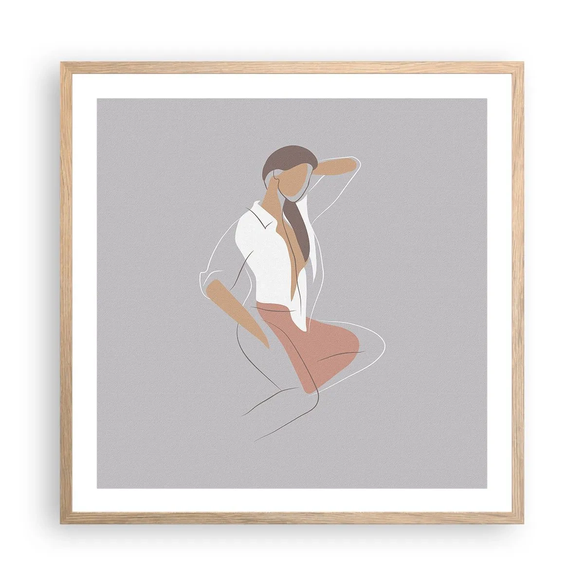 Poster in einem Rahmen aus heller Eiche - Umriss der Anmut - 60x60 cm