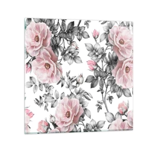 Glasbild - Bild auf glas - Verliere dich in den Blüten der Rosen - 60x60 cm