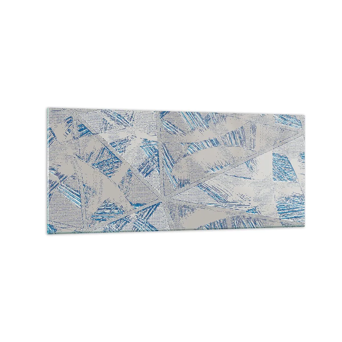 Glasbild - Bild auf glas - Geometrische Muster in Blau- und Grautönen - 120x50cm - In einem blaugrauen Labyrinth - Moderne Wanddekoration für Wohnzimmer und Schlafzimmer ARTTOR