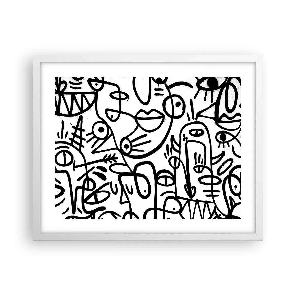 Poster in einem weißen Rahmen - Gesichter und Luftspiegelungen - 50x40 cm