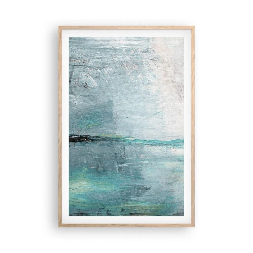 Poster in einem Rahmen aus heller Eiche - Horizontal in Blau - 61x91 cm