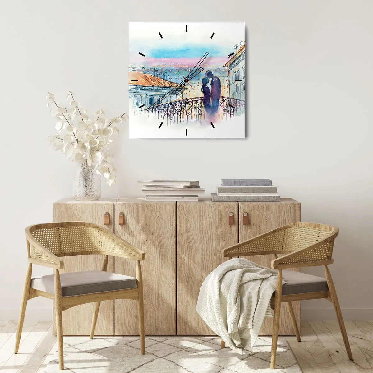 Wanduhr - Glasuhr - Paris-Liebhaber - 30x30 cm