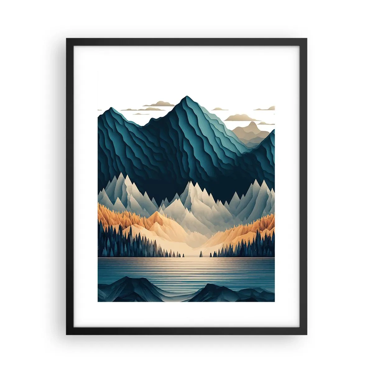 Poster in einem schwarzem Rahmen - Perfekte Berglandschaft - 40x50 cm