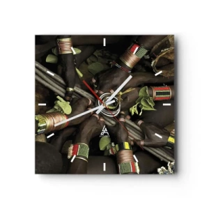 Wanduhr - Glasuhr - Traditionelle Handarmbänder in einer Gruppe von Händen - 30x30cm - Wir sind zusammen - Moderne Wanddekoration für Wohnzimmer und Schlafzimmer ARTTOR