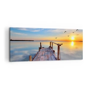 Bild auf Leinwand - Leinwandbild - Lauf direkt der Sonne entgegen - 100x40 cm