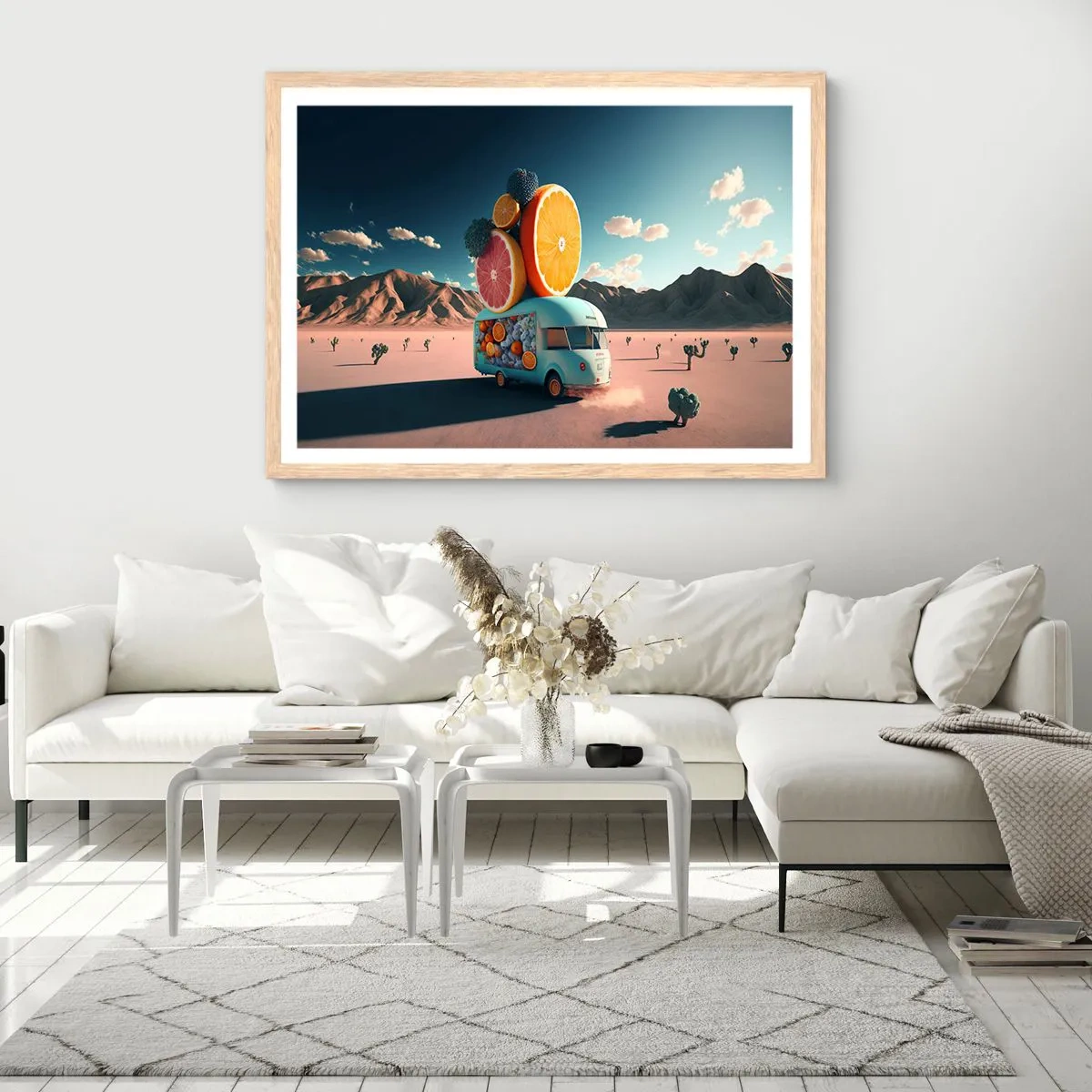 Poster in einem Rahmen aus heller Eiche - Geschmack von Urlaub - 70x50 cm
