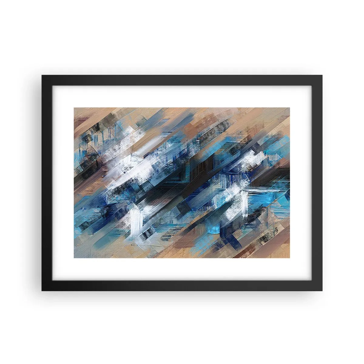 Poster in einem schwarzem Rahmen - Auf einer blauen Diagonale - 40x30 cm
