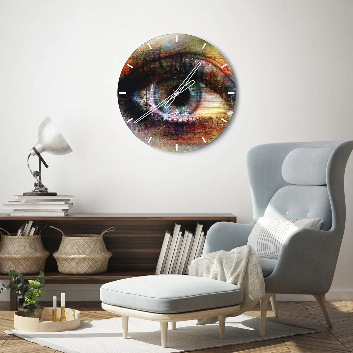 Wanduhr - Glasuhr - Ein künstlerisches Auge in intensiven, kontrastreichen Farben - 30x30cm - Du kannst in die Seele sehen - Moderne Wanddekoration für Wohnzimmer, Küche und Schlafzimmer ARTTOR