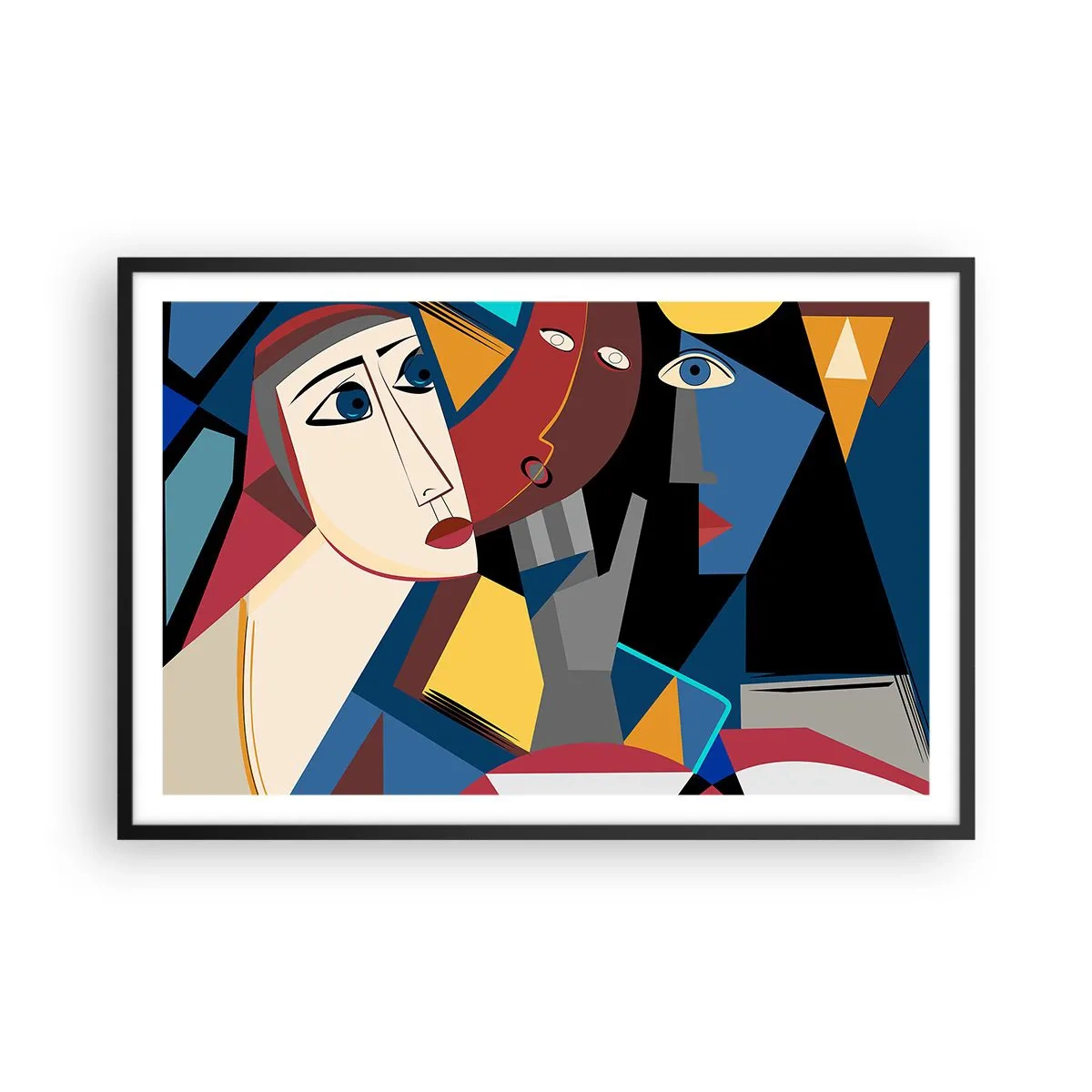 Poster in einem schwarzem Rahmen - Gespräch zwischen Kubisten - 91x61 cm