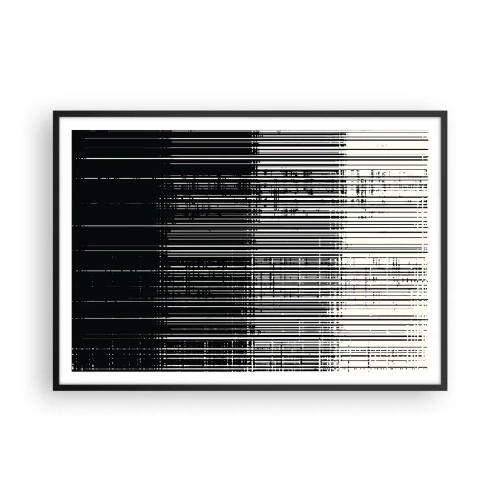 Poster in einem schwarzem Rahmen - Abstrakte Linienkomposition in kontrastierendem Schwarz und Weiß - 100x70cm - Wellen und Vibrationen - Moderne Wanddekoration für Wohnzimmer und Schlafzimmer ARTTOR