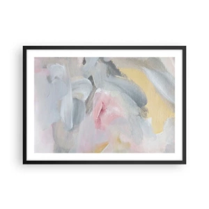 Poster in einem schwarzem Rahmen - Abstrakte Pastellstriche in Rosa- und Grautönen. - 70x50cm - In einer Pastellwelt - Moderne Wanddekoration für Wohnzimmer und Schlafzimmer ARTTOR