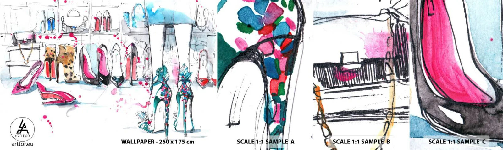 Fototapeten Muster Selbstklebend Deluxe Sticker - Sesam, mach auf - Damengarderobe, Mode, Tasche - 100x30 cm