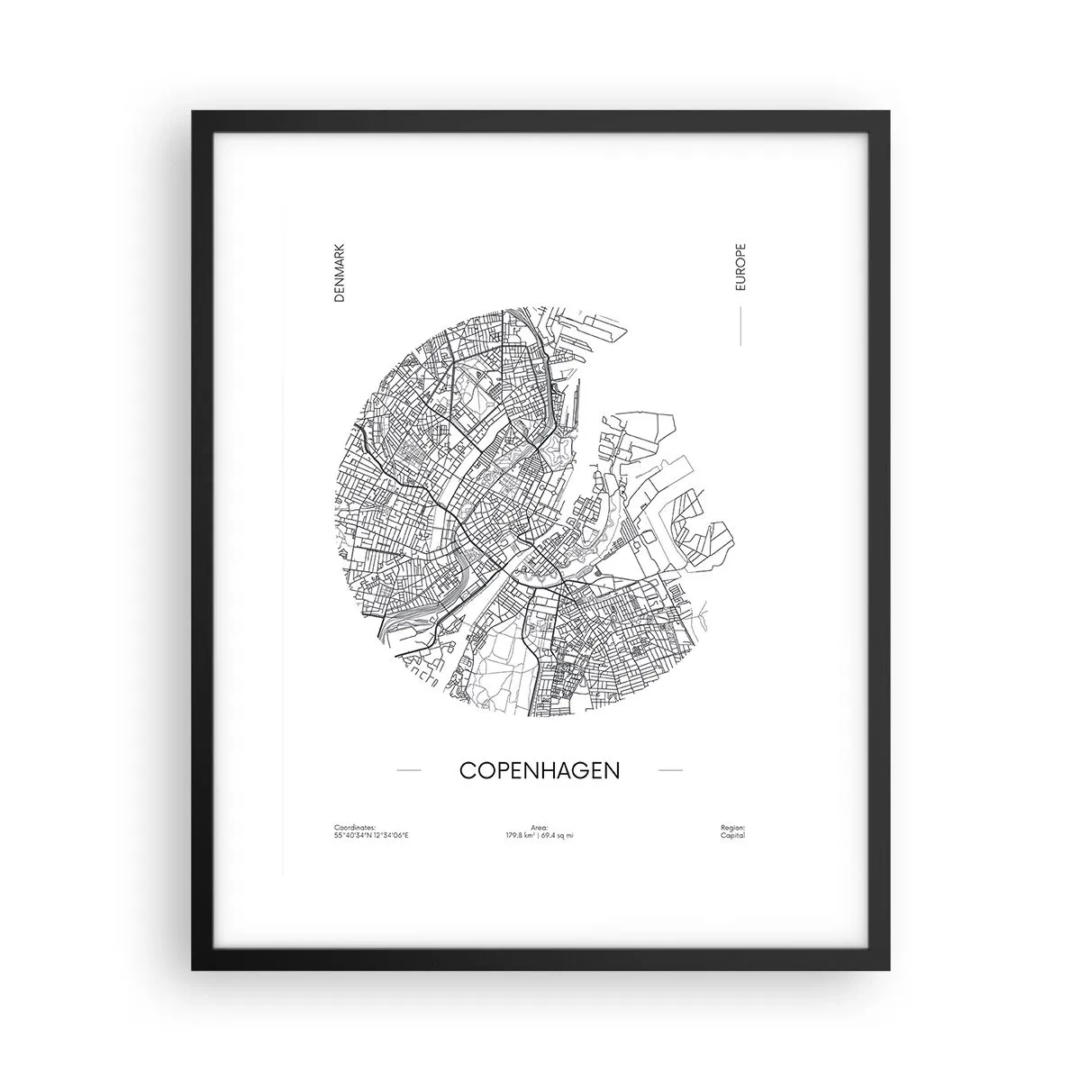 Poster in einem schwarzem Rahmen - Anatomie von Kopenhagen - 40x50 cm