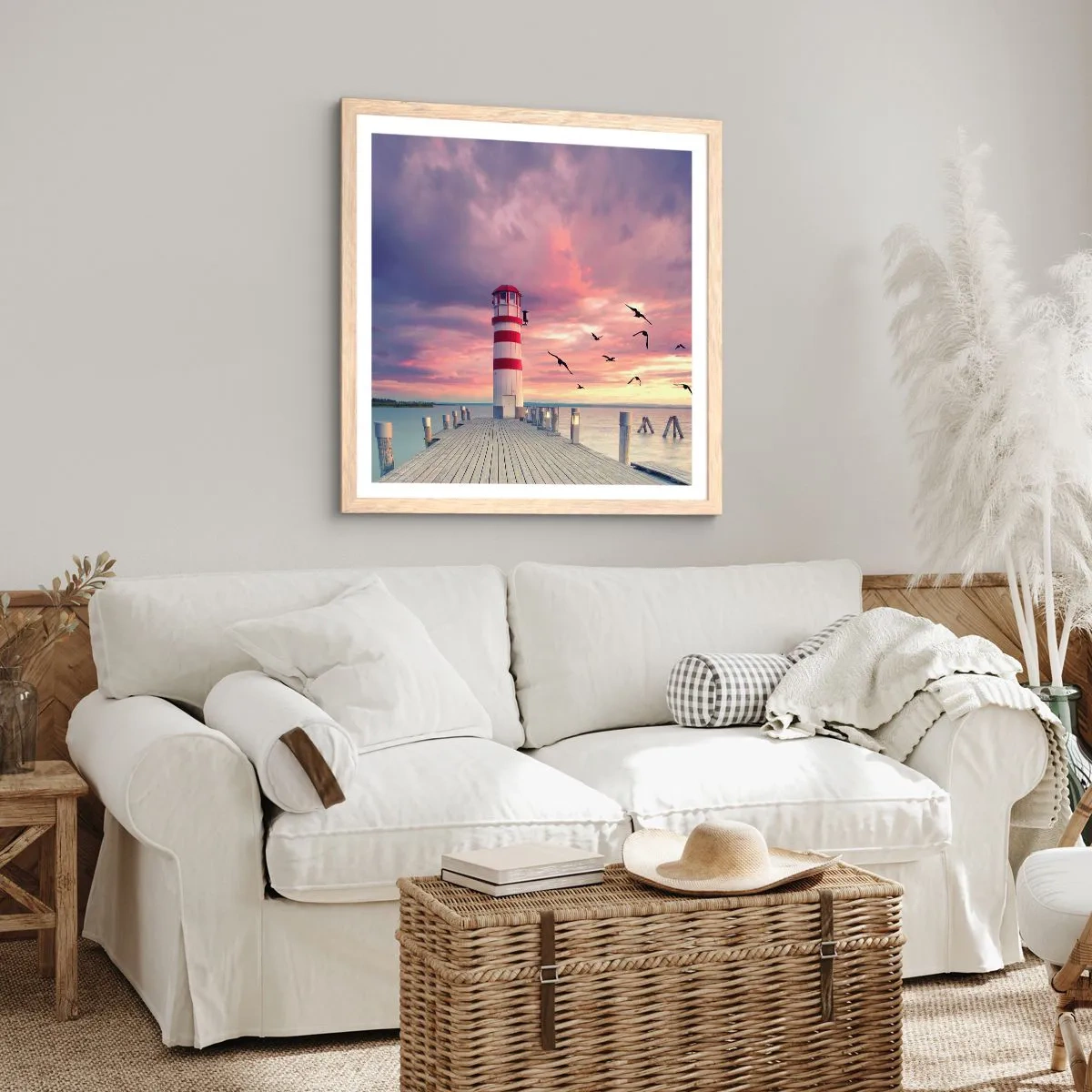 Poster in einem Rahmen aus heller Eiche - Es ist Zeit zum Hafen zu gehen - 50x50 cm