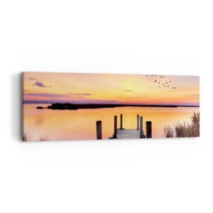 Bild auf Leinwand - Leinwandbild - Violette stille Morgendämmerung - 90x30 cm