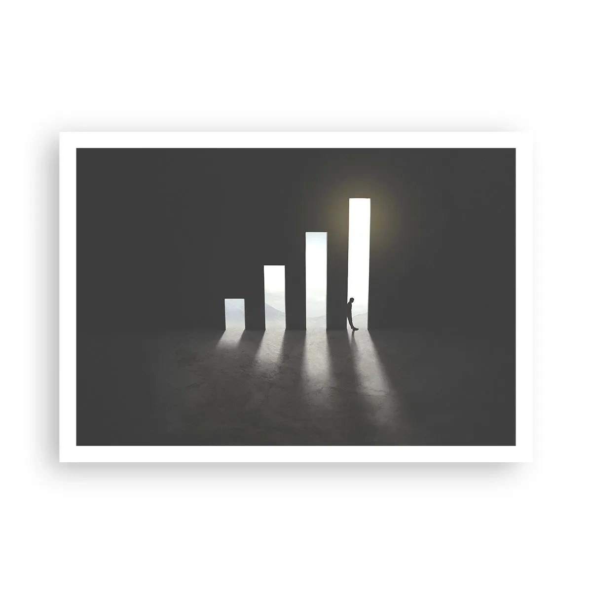 Poster - Symbolisches Wachstum in Form von lichtdurchfluteten Passagen - 100x70cm - Erfolg –