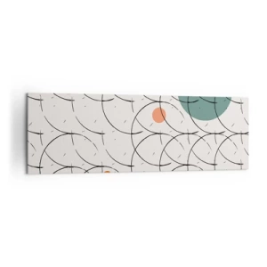 Bild auf Leinwand - Leinwandbild - Geometrisches Muster mit bunten Kreisen auf hellem Hintergrund - 160x50cm - Im Pop-Art-Geist - Moderne Wanddekoration für Wohnzimmer und Schlafzimmer ARTTOR