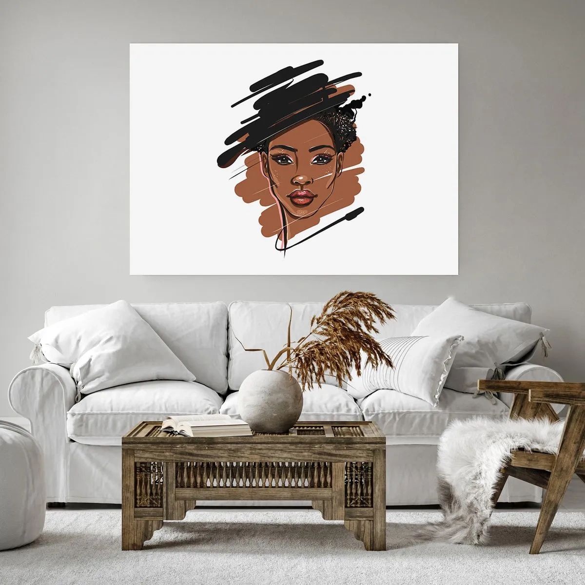Poster - Porträt einer Frau mit künstlerischen Pinselstrichen - 100x70cm - Süß wie Schokolade - Moderne Wanddekoration für Wohnzimmer und Schlafzimmer ARTTOR