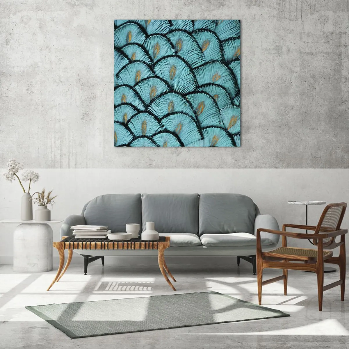 Glasbild - Bild auf glas - Große Federgala - 70x70 cm