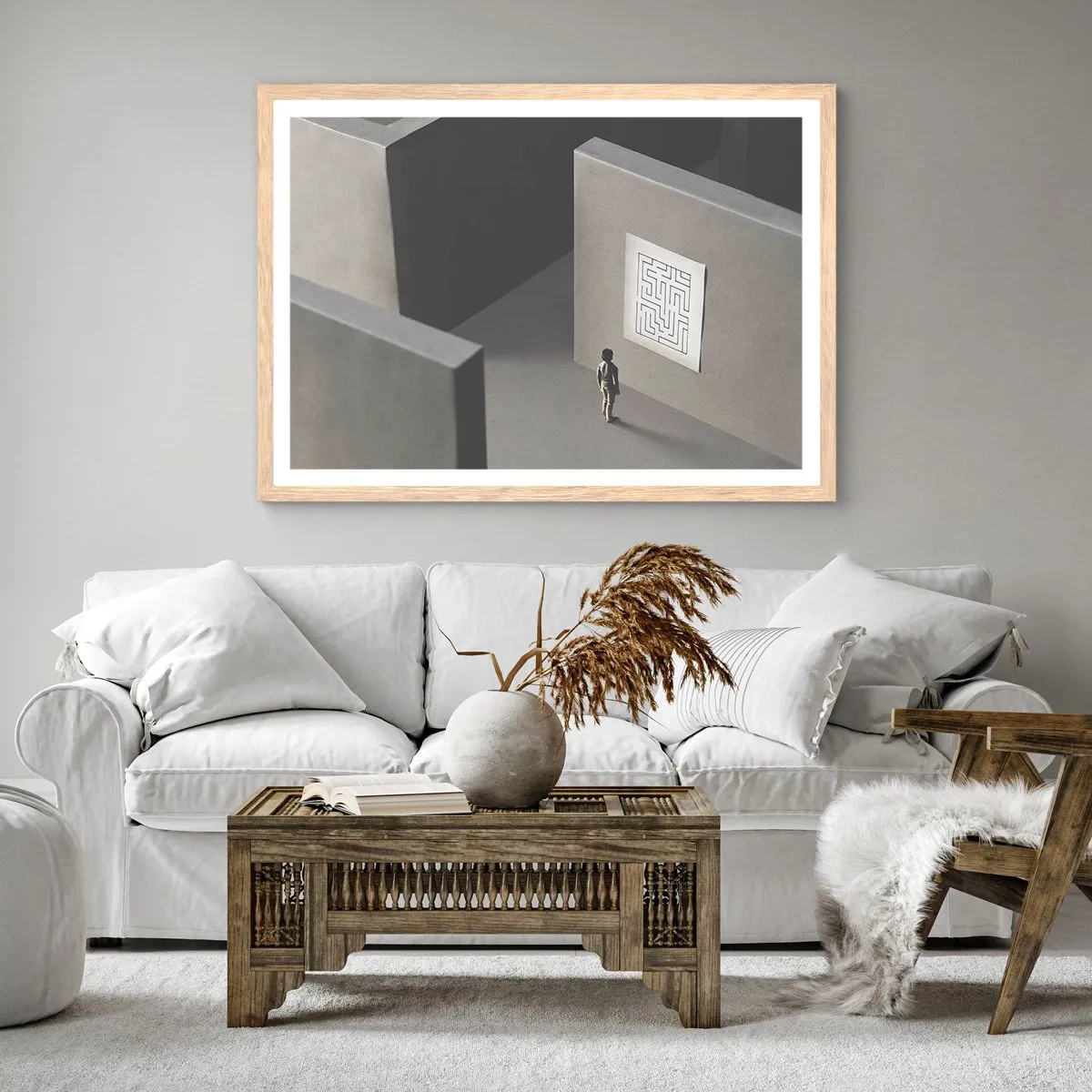 Poster in einem Rahmen aus heller Eiche - Aber wo bin ich? - 91x61 cm