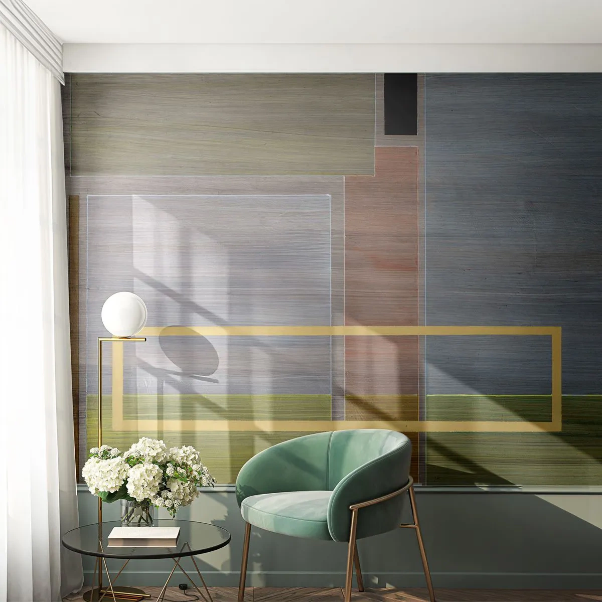 Fototapete Premium Canvas - Einfach und ruhig - Abstraktion, Moderne Kunst, Rechtecke - 250x175 cm