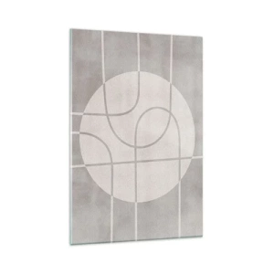 Glasbild - Bild auf glas - Geometrisches Muster in Grau- und Weißtönen - 80x120cm - Kreisförmig und geradeaus - Moderne Wanddekoration für Wohnzimmer und Schlafzimmer ARTTOR