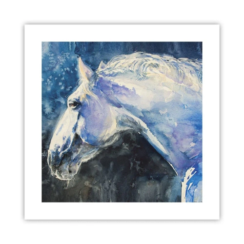 Poster - Porträt in blauem Glanz - 40x40 cm