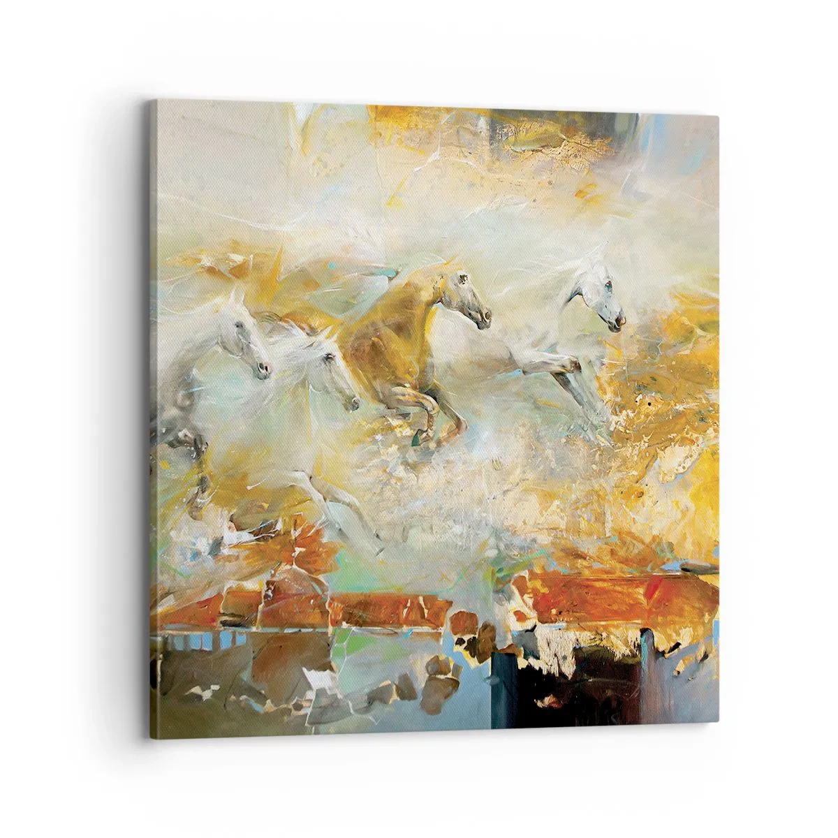 Bild auf Leinwand - Leinwandbild - Im Galopp durch das Licht - 70x70 cm