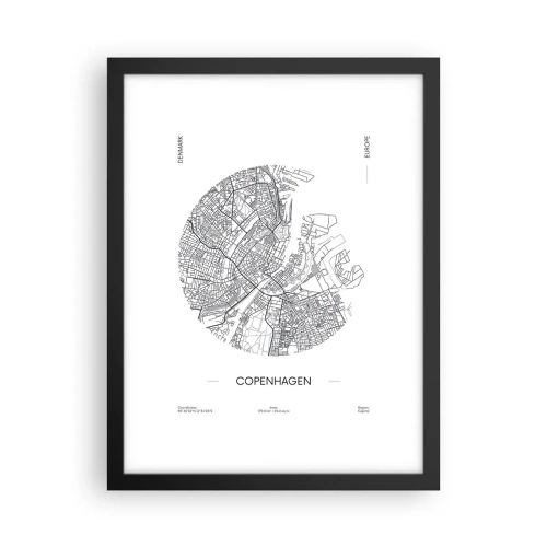 Poster in einem schwarzem Rahmen - Anatomie von Kopenhagen - 30x40 cm