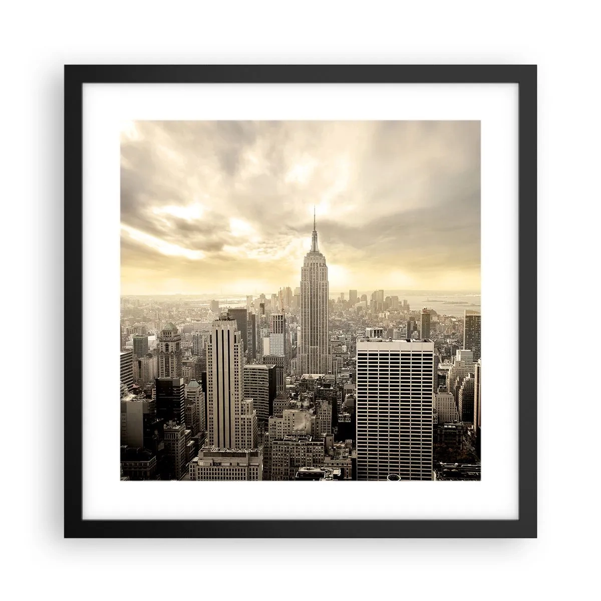 Poster in einem schwarzem Rahmen - New York aus Grau - 40x40 cm