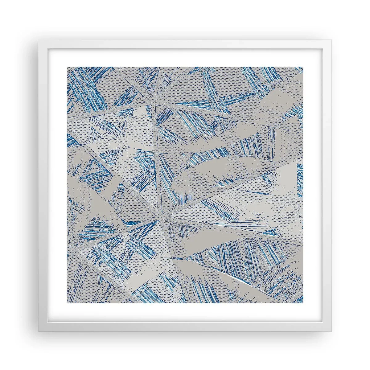 Poster in einem weißen Rahmen - In einem blaugrauen Labyrinth - 50x50 cm