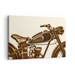 Bild auf Leinwand - Leinwandbild - Ein Vintage-Retro-Motorrad auf hellem Hintergrund - 100x70cm - Sehnsucht nach den Klassikern - Moderne Wanddekoration für Wohnzimmer und Schlafzimmer ARTTOR