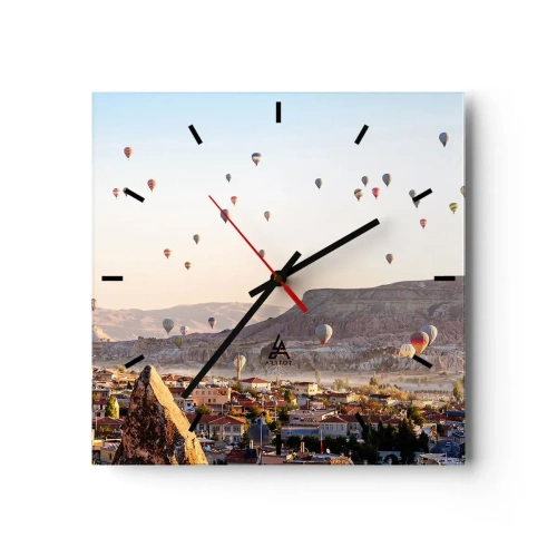 Wanduhr - Glasuhr - Wie Schiffe am Himmel - 40x40 cm
