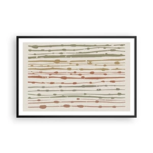 Poster in einem schwarzem Rahmen - Musikalische Notation von Farben - 91x61 cm