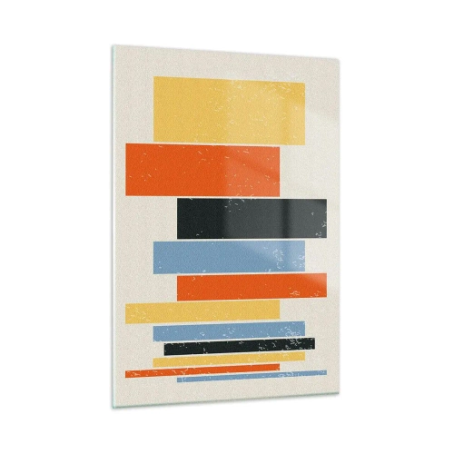 Glasbild - Bild auf glas - Geometrische Streifen in rhythmischer Komposition auf hellem Hintergrund - 50x70cm - Musiknotation - Moderne Wanddekoration für Wohnzimmer und Schlafzimmer ARTTOR