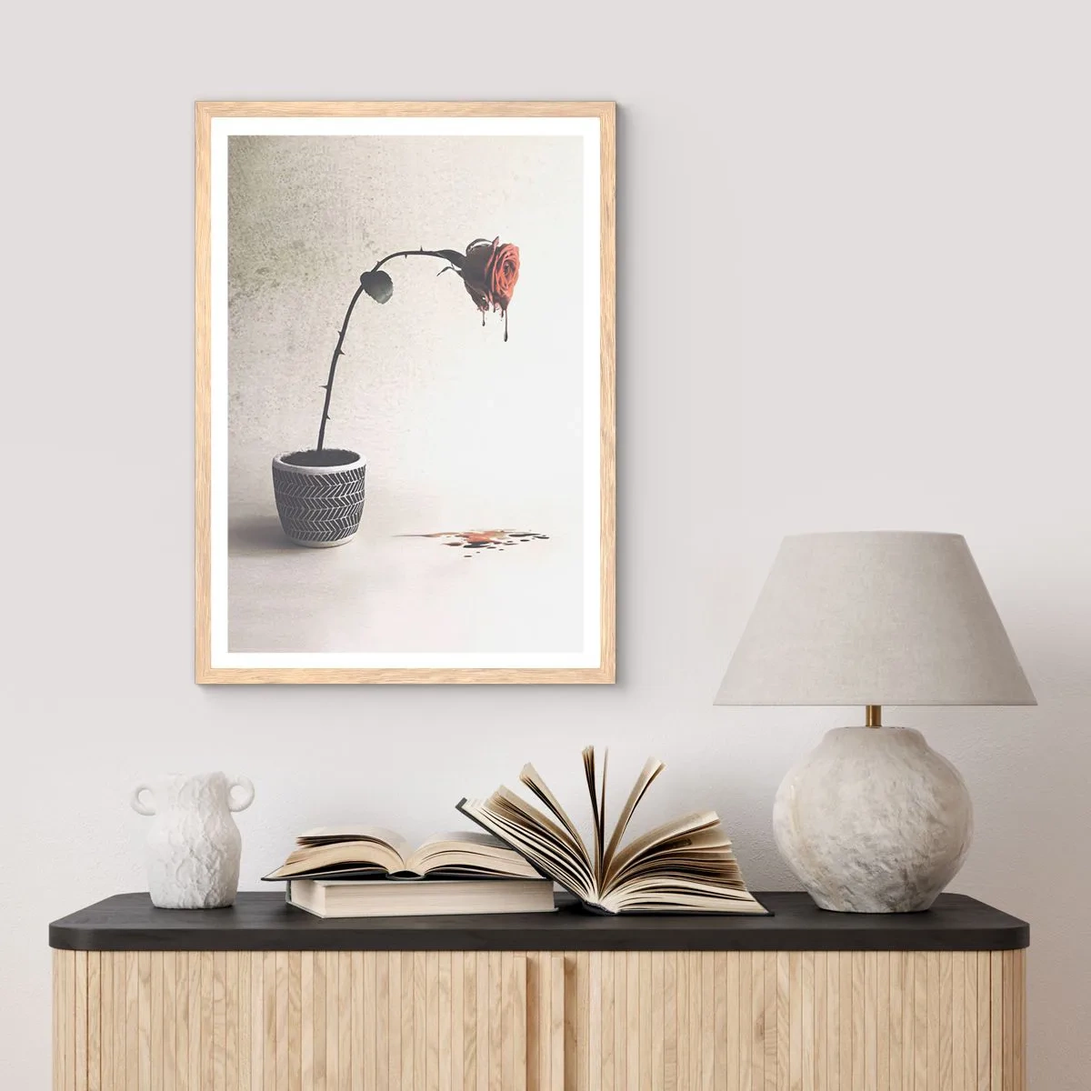 Poster in einem Rahmen aus heller Eiche - Rosa dolorosa - 40x50 cm