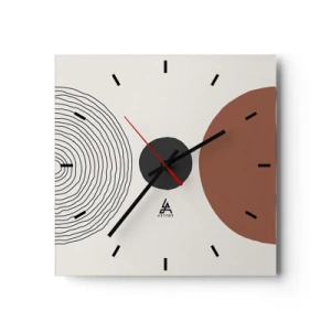 Wanduhr - Glasuhr - Abstrakte geometrische Figuren in warmen Farben - 30x30cm - Das Zentrum der Aufmerksamkeit - Moderne Wanddekoration für Wohnzimmer und Schlafzimmer ARTTOR
