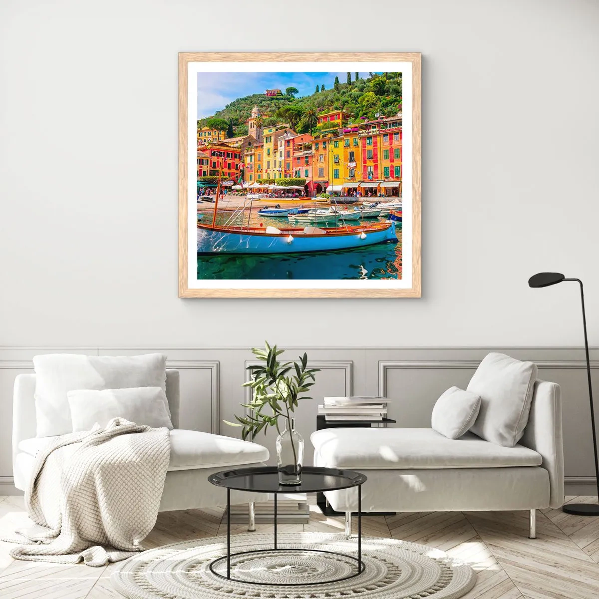 Poster in einem Rahmen aus heller Eiche - Italienischer Morgen - 60x60 cm