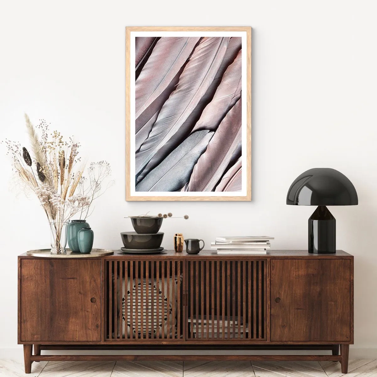 Poster in einem Rahmen aus heller Eiche - In rosa Silber - 61x91 cm