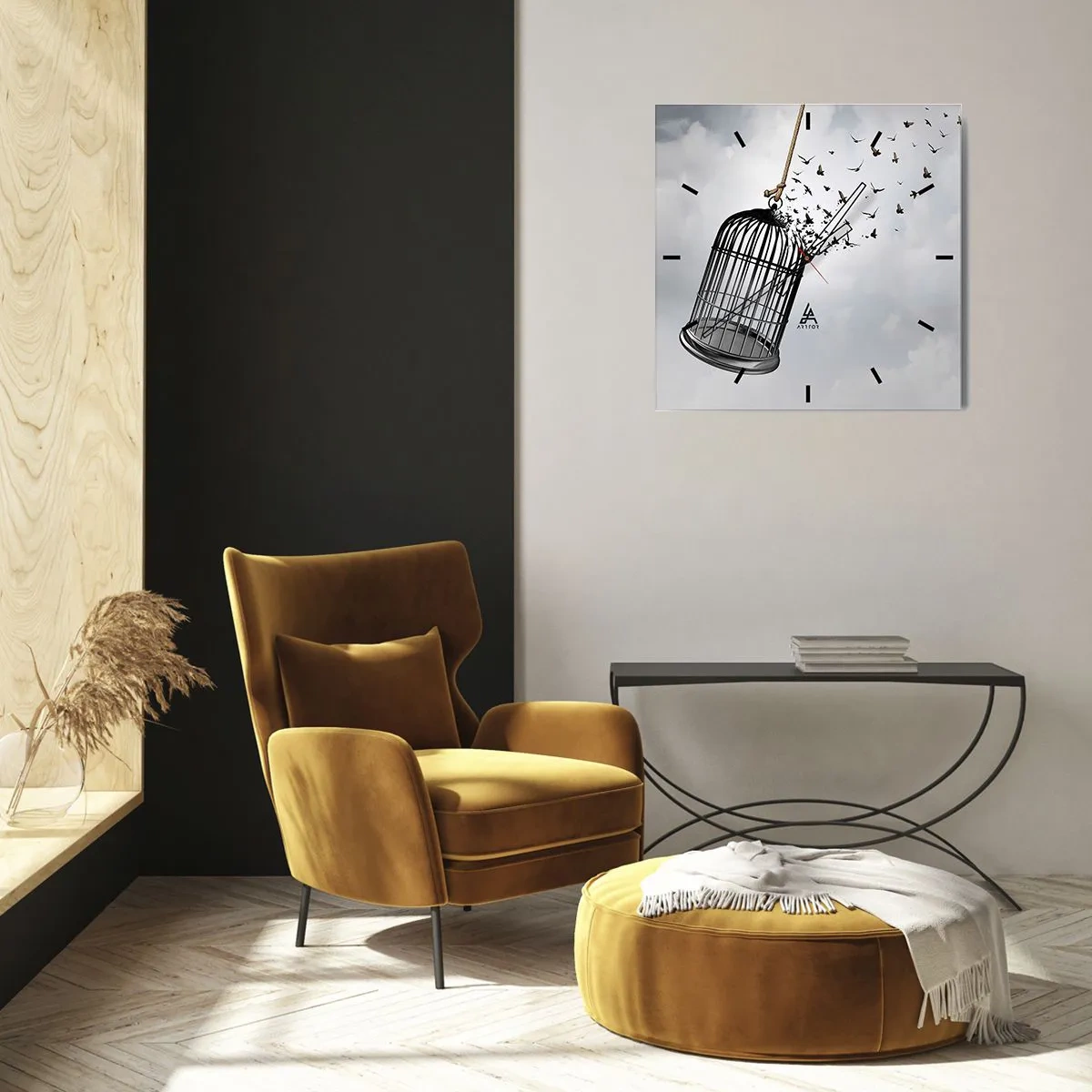 Wanduhr - Glasuhr - Glaube ... Hoffnung ... Freiheit! - 40x40 cm