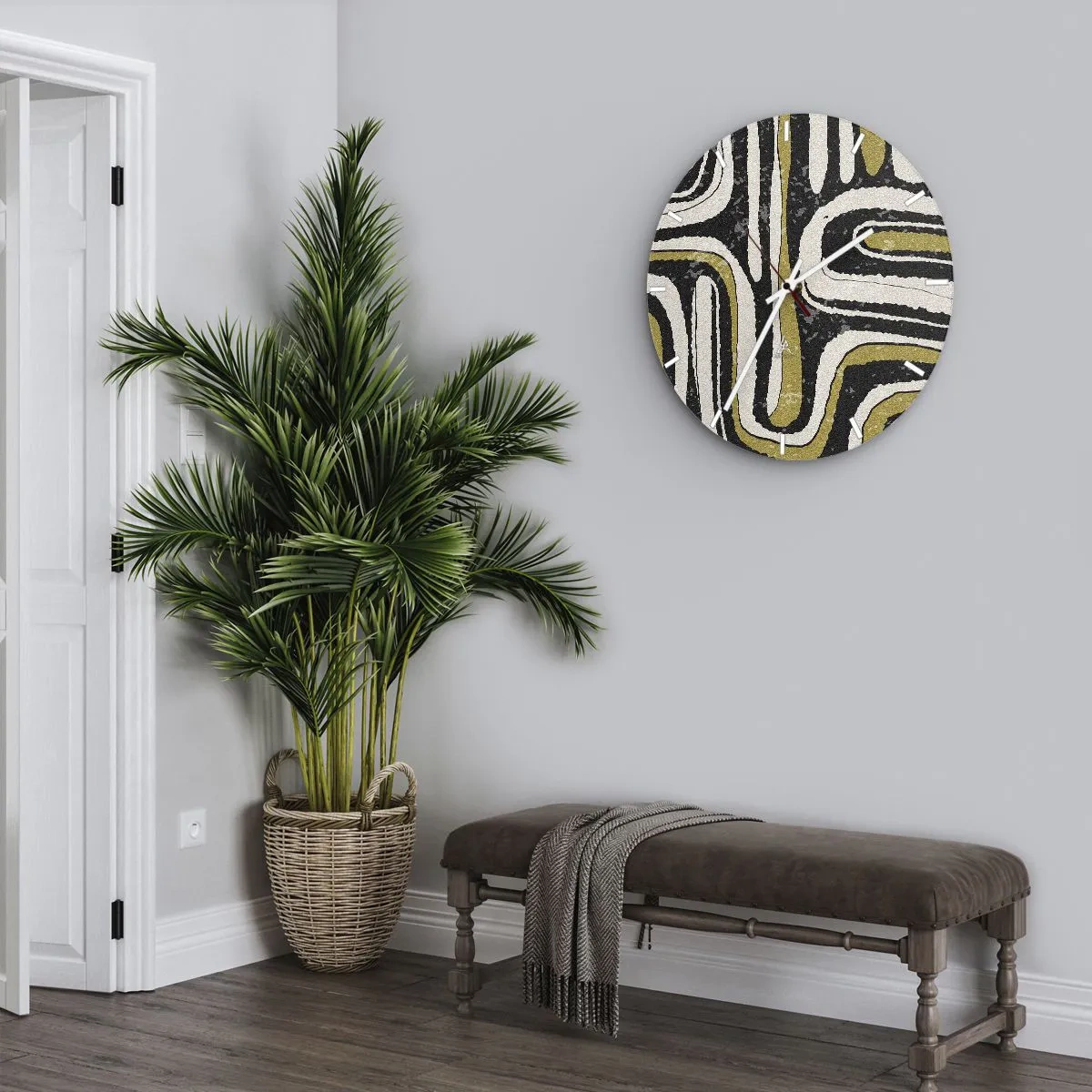 Wanduhr - Glasuhr - Komposition: Straßen und Gassen - 40x40 cm