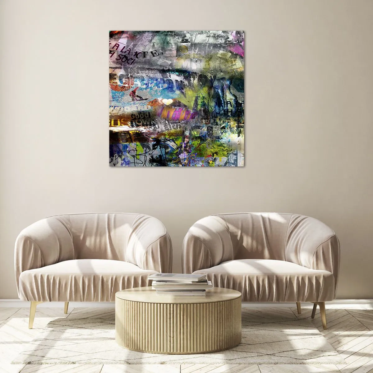 Glasbild - Bild auf glas - Collage aus Erinnerungen - 30x30 cm