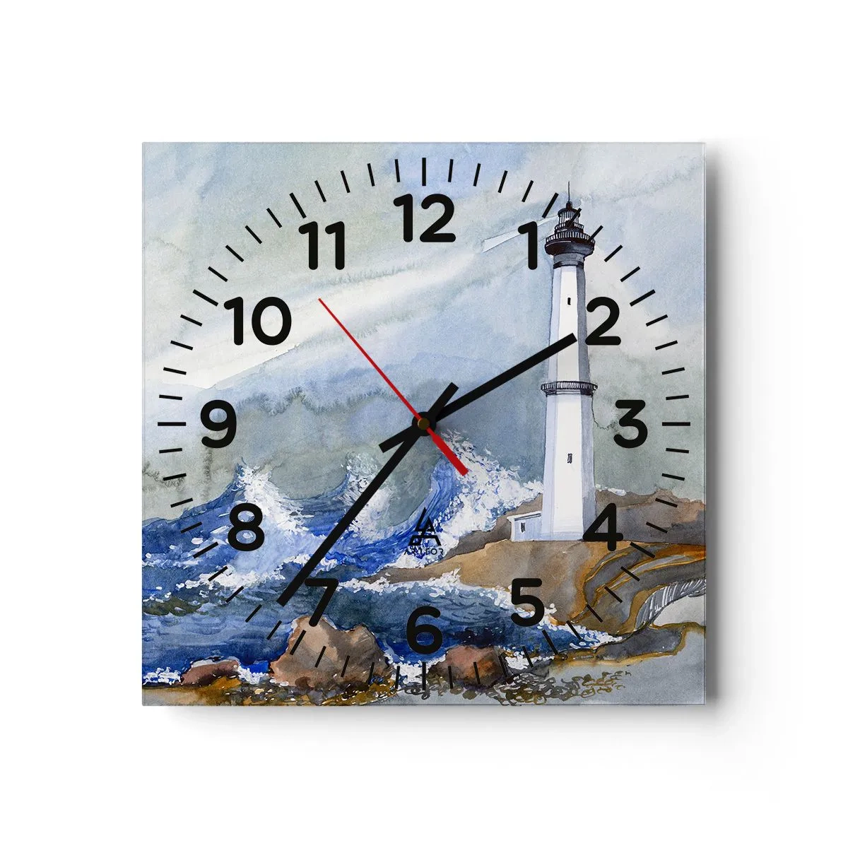 Wanduhr - Glasuhr - Gegen die Dunkelheit und den Sturm - 40x40 cm