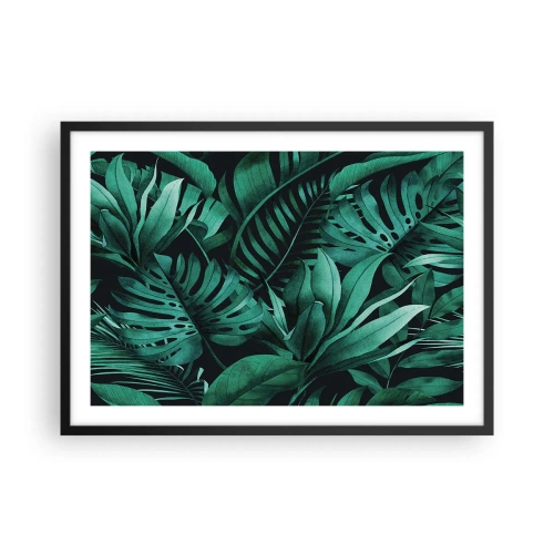 Poster in einem schwarzem Rahmen - Tropische Blätter in intensiven Grüntönen - 70x50cm - Die Tiefe des tropischen Grüns - Moderne Wanddekoration für Wohnzimmer und Schlafzimmer ARTTOR