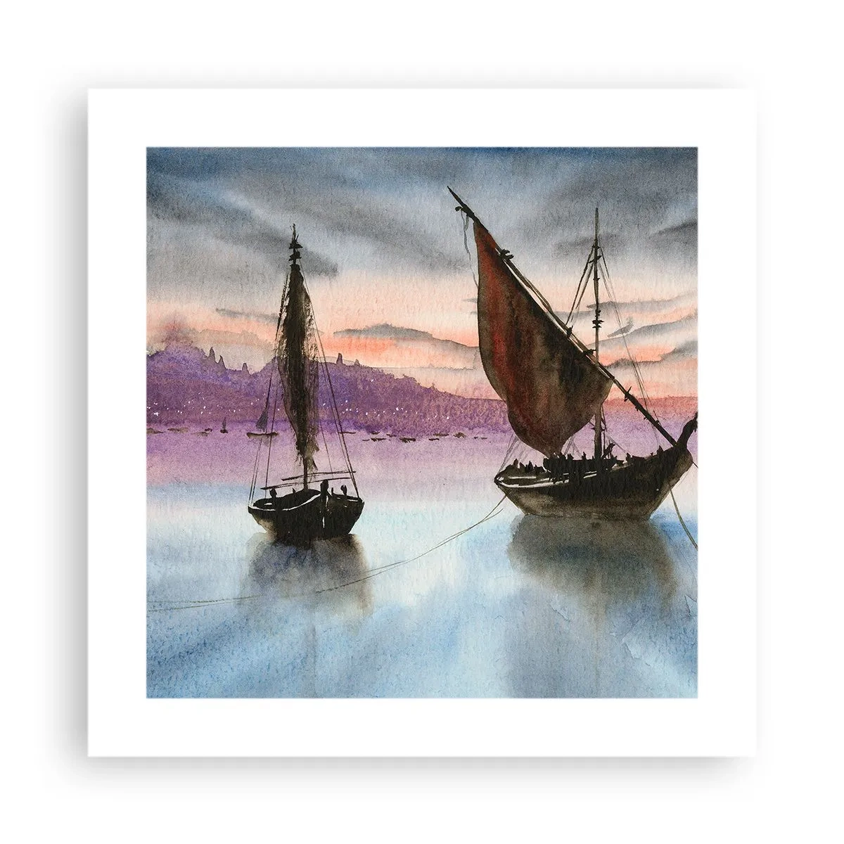 Poster - Abend am Hafen - 40x40 cm