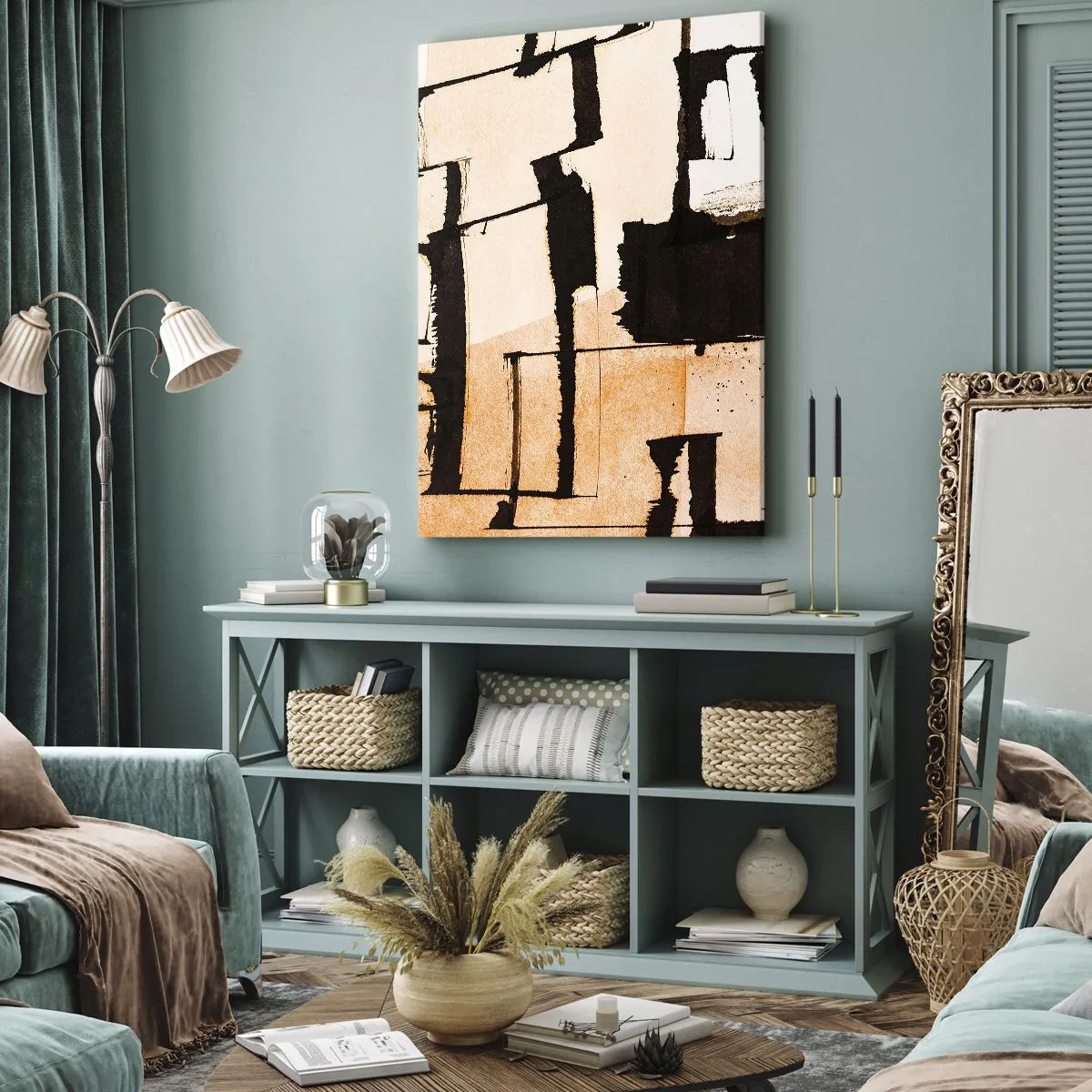 Bild auf Leinwand - Leinwandbild - Geometrische Muster in Braun- und Beigetönen - 50x70cm - Also doch Ordnung - Moderne Wanddekoration für Wohnzimmer und Schlafzimmer ARTTOR
